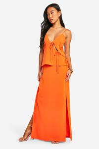 Boohoo Maxi Rok Met Uitsnijding, Orange