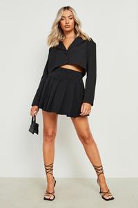Boohoo Geplooide Micro Tennis Rok, Black