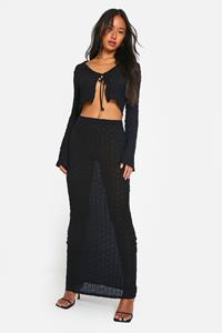 Boohoo Doorschijnende Low Rise Maxi Rok Met Textuur, Black