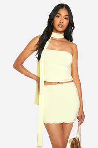 Boohoo Mini Rokje Met Lettuce Edge, Lemon