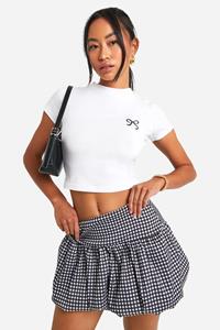 Boohoo Bengaline Pofmouwen Rok, Black
