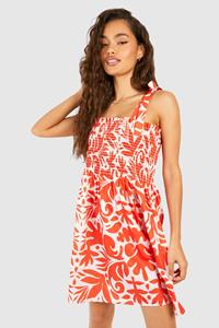 Boohoo Geplooide Gekleurde Mini Jurk Met Print, Multi