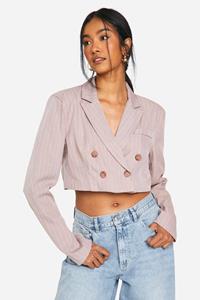 Boohoo Monochrome Korte Blazer Met Krijtstrepen, Soft Pink