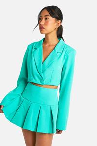 Boohoo Korte Getailleerde Boxy Blazer, Bright Green