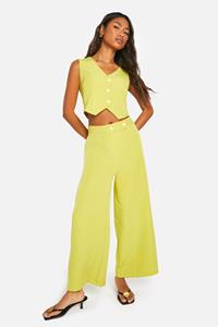 Boohoo Geweven Getailleerde Wide Leg Culottes, Soft Lime