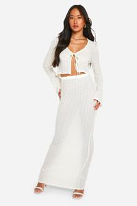 Boohoo Doorschijnende Low Rise Maxi Rok Met Textuur, Ivory
