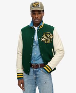 Superdry Mannen Varsity Wollen Bomberjack Groen
