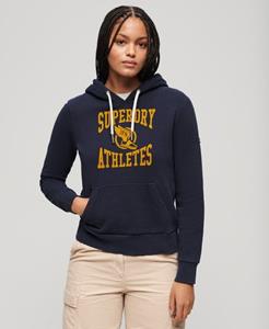 Superdry Vrouwen Varsity Hoodie met Flockprint Blauw