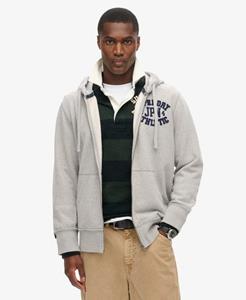 Superdry Mannen Vintage Athletic Hoodie met Rits Lichtgrijs