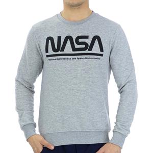 NASA04S basic herensweatshirt met ronde hals S grijze kleur