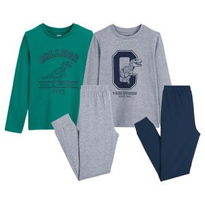 LA REDOUTE COLLECTIONS Set van 2 pyjama's bedrukt Dinosaurus Campus