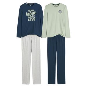 LA REDOUTE COLLECTIONS Set van 2 pyjama's in jersey, met tekst en skate motief