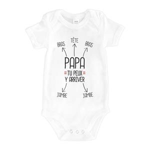 Ma Petite Tribu Romper - PAPA, JE KAN HET MAKEN 6/12 mois wit