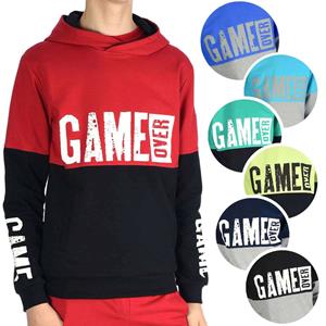 BEZLIT Jungen Kapuzen Pullover & GAME OVER Aufdruck 104 blauw-grijze kleur