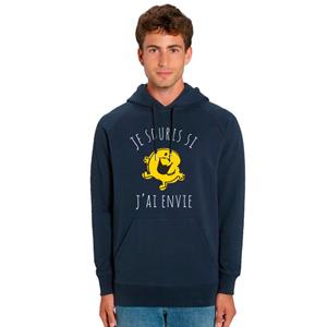 Monsieur Madame Herensweater met capuchon - IK GLIMLACH ALS IK WIL XS marineblauwe kleur
