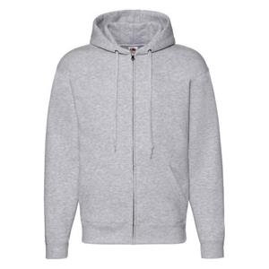 Fruit of the Loom Unisex volwassen premium hoodie met volledige ritssluiting L grijs