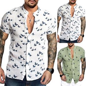 Boho berry Zomer Cool Casual overhemd met korte mouwen Opstaande kraag Europese stijl T-shirtkraag Strandtop XXXL wit