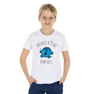 Monsieur Madame Kindershirt SORRY DAT JE PERFECT ZIJN 2 ans wit