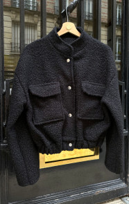 The Musthaves Bouclé Bomber Jacket Black