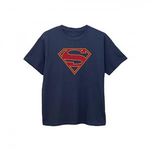 Katoenen T-shirt met Supergirl-logo voor meisjes 12-13 marineblauwe kleur