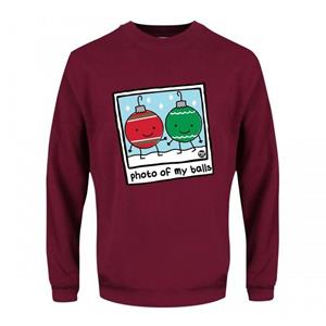 Pertemba FR - Apparel Pop Factory Heren foto van mijn ballen kerstsweater L bordeaux/wit