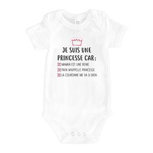 Ma Petite Tribu Romper - IK BEN EEN PRINSES OMDAT MAMA EEN KONINGIN IS... 3/6 mois wit