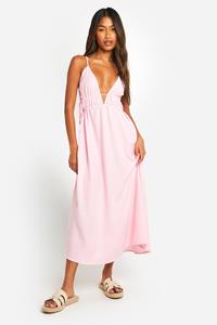 Boohoo Maxi Jurk Met Geplooide Taille, Pink
