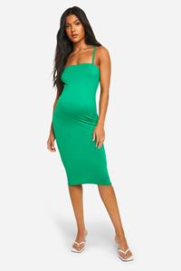 Boohoo Zwangerschap Super Zachte Midi Jurk Met Bandjes, Bright Green