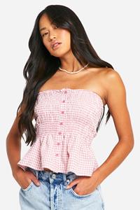 Boohoo Gingham Bandeau, Pink