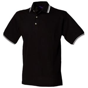 Henbury Klassiek herenpoloshirt met getipte kraag en manchet S