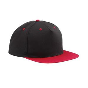 Beechfield unisex volwassen contrast 5 panel snapback pet One Size zwart/rood