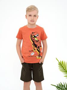 ISSA Plus T-shirt van dinosauruskatoen 134 wit