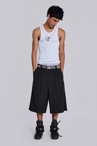 Jaded Man Black Pinstripe Goliath Baggy Shorts