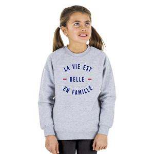 We are family Sweat Enfant LA VIE EST BELLE EN FAMILLE 4 ans heide grijze kleur