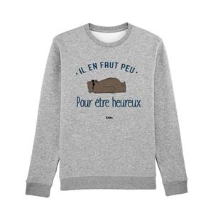 Enkr Herensweater - HET KOMT EEN WEINIG TOE OM GELUKKIG TE ZIJN XS heide grijze kleur