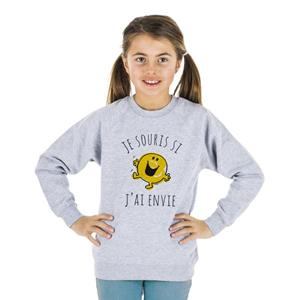 Monsieur Madame Sweat Enfant JE SOURIS SI J'AI ENVIE 4 ans heide grijze kleur