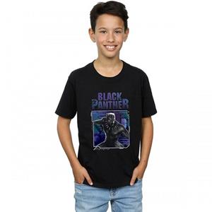 Black Panther katoenen T-shirt met technische badge voor jongens 12-13 zwart