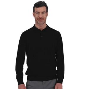 Brook Taverner Heren Casper gebreid poloshirt met lange mouwen L zwart