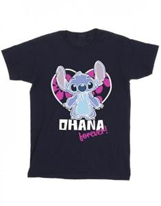 Disney Lilo en Stitch Ohana Forever Heart katoenen T-shirt voor meisjes 12-13 zwart