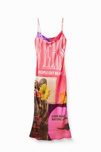 desigual Midi-jurk met slipdress-model en collage - MATERIAL FINISHES