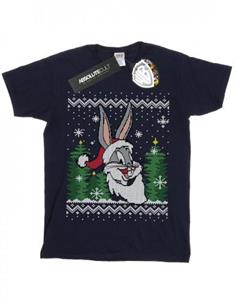 Looney Tunes Boys Bugs Bunny Kerst Fair Isle T-shirt 7-8 Years wit