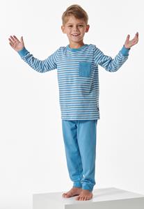 Schiesser Pyjama lange streepjes lichtblauw - Boys World 