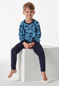 Schiesser Pyjama lengte manchetten bouwplaats voertuigen lichtblauw - Boys World 