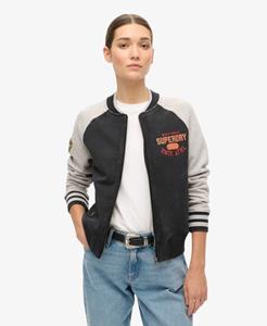 Superdry Vrouwen Jersey College-bomberjack met Grafische Tekst Zwart