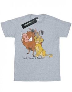 Disney Girls The Lion King Klassiek katoenen T-shirt van Simba, Timon en Pumbaa 9-11 Years wit