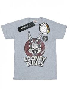 Katoenen T-shirt met Looney Tunes Bugs Bunny Circle-logo voor meisjes 9-11 Years wit