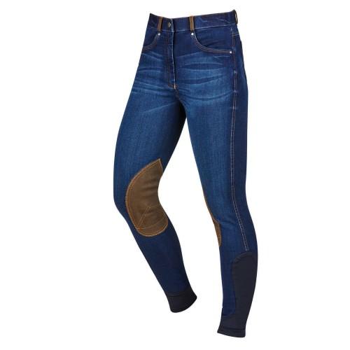Dublin dames/dames Shona suède denim rijbroek met kniepatch 24in asgrijze kleur