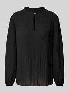 s.Oliver BLACK LABEL Blouse met lange mouwen met plissé-mouwen en opstaande kraag