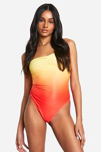 Boohoo Tall Ombre Strapless Zonsondergang Badpak, Orange