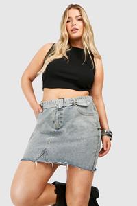 Boohoo Plus Acid Wash Gebleekte Spijkerrok, Acid Wash Light Blue